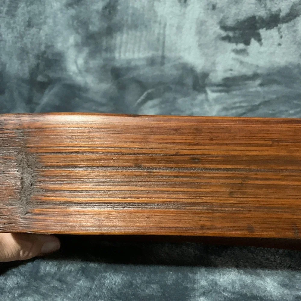 Hand Carved Wooden Dough Bowl Brown Rustic Farmhouse Curved Rectangular Cottage